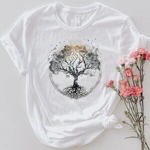 Tree Of Life Shirt - Unisex Short Sleeve Tee, Watercolor Design, Nature Lover